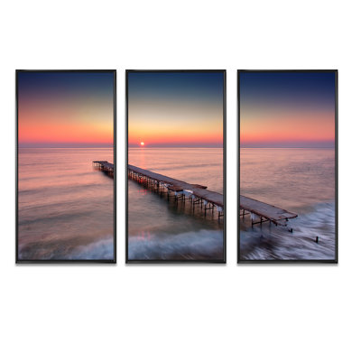 Long Exposure Sea and Shore - Photographie flottante 3 pièces sur toile