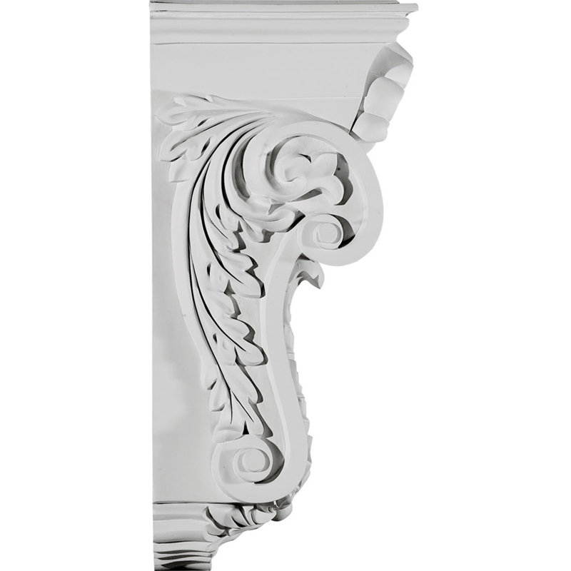Endurathane Scroll Leaf Corbel, 10 3/8"W x 11 5/8"D x 25 1/2"H, Factory Primed