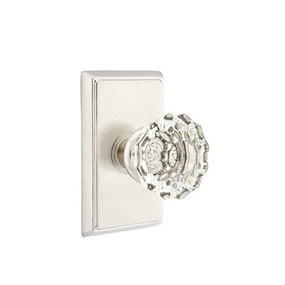 Ensemble de boutons d'intimité Emtek avec rosette rectangulaire et poignée en verre Astoria