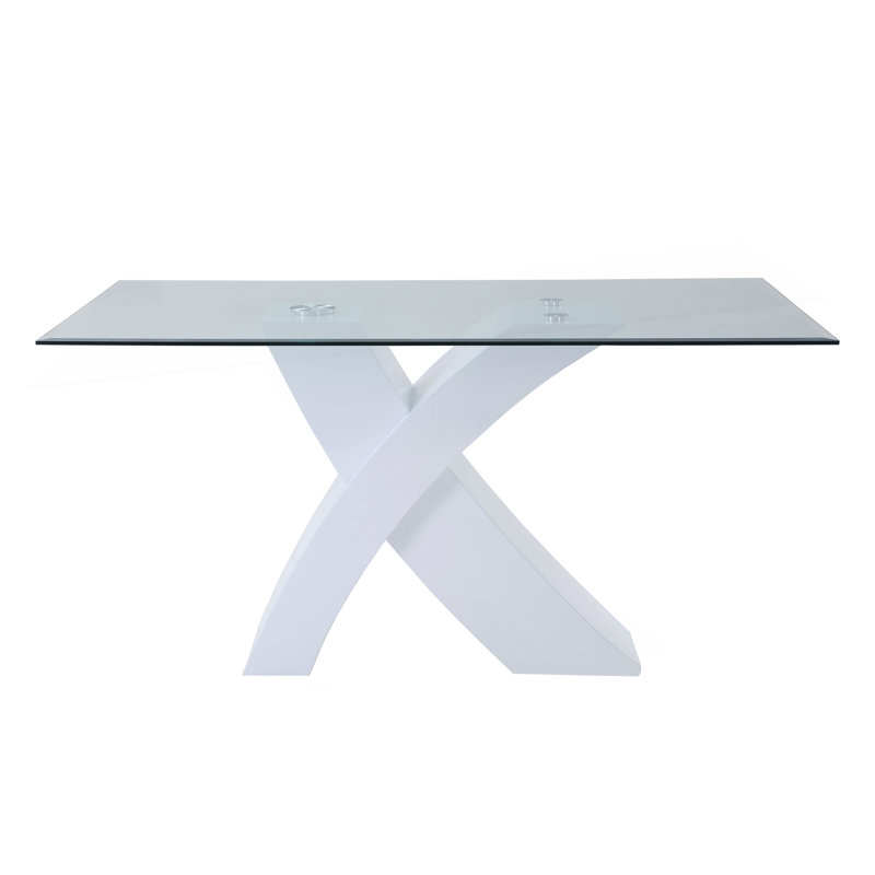Sophisticated Clear Glass Top Dining Table With Glossy Finish And Sturdy Construction