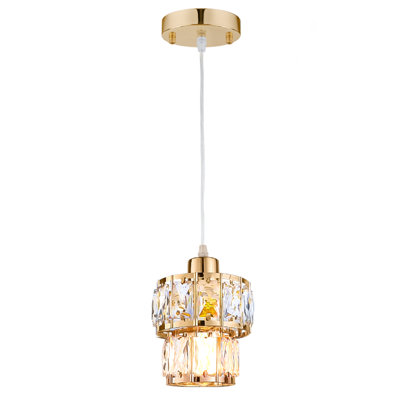 Levona 1-Light Crystal Drum Modern Pendant Light