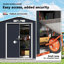 Remise de rangement extérieure de 7 pi x 4 pi Outsunny, remise en métal pour outils de jardin avec trousse de fondation, double porte verrouillable, bouches d'aération et toit incliné, pour cour arrière, patio, pelouse, gris foncé-98192076-98192078
