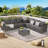 Outdoor Woven Sectional L- Shaped Patio Furniture ,Conversation Set with corner table-359252623