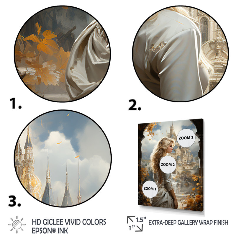 Fairytale Princess Castle - Fantasy, art mural, H 32 po x l 16 po x P 1 po, Cadre flottant noir