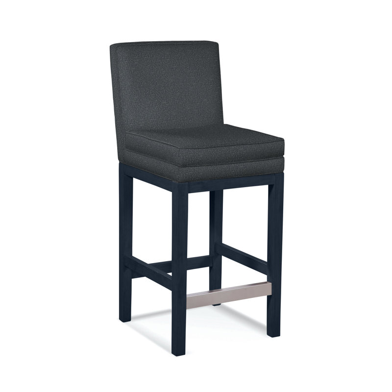 Upholstered Stool, Basic Grey; 0317-83, Navy Finish
