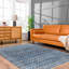Caila géométrique tissé à plat à la main et recyclé P.E.T. Tapis bleu / gris-517839239
