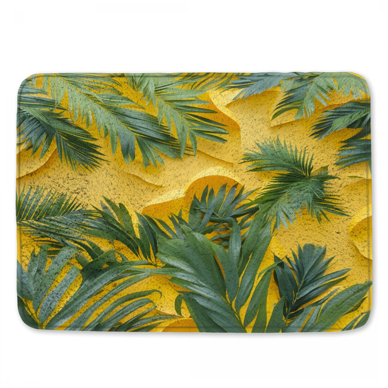 Tapis de bain Green Palm Leaves, L 34 po x L 21 po
