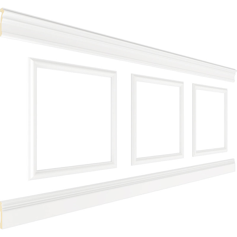 Ashford Square Panel Traditional Wainscot Paneling Kit, 40" H x 94.5" W x 0.5" D