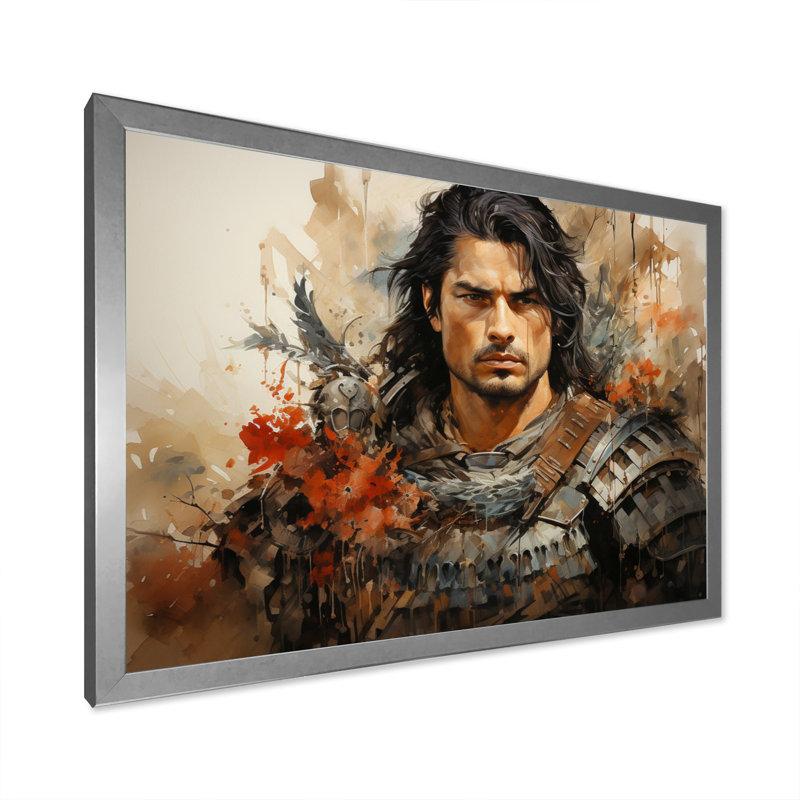 «Japon Art Samurais Warrior Portrait I», reproduction sur toile, Cadre simple argenté, H 12 po x l 20 po x P 1 po