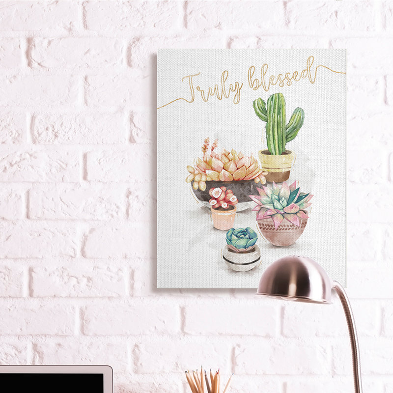 Plantes succulentes cactus chic vraiment bénies, Toile tendue, H 40 po x l 30 po