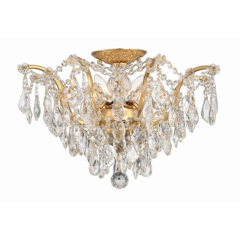 Berthold 5-Light 5" Semi Flush Mount, Gold, Swarovski Elements