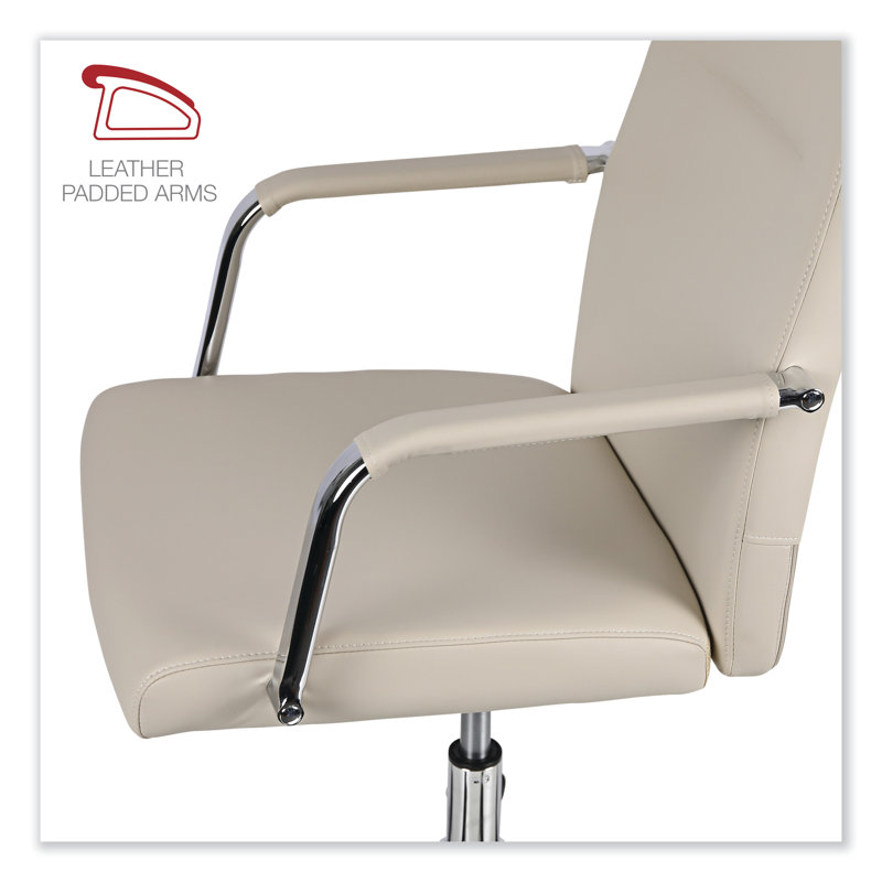 Contemporary White Leather Task Chair with Chrome Accents