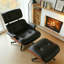 Fauteuil d'appoint pivotant en cuir avec repose-pieds-1766084013