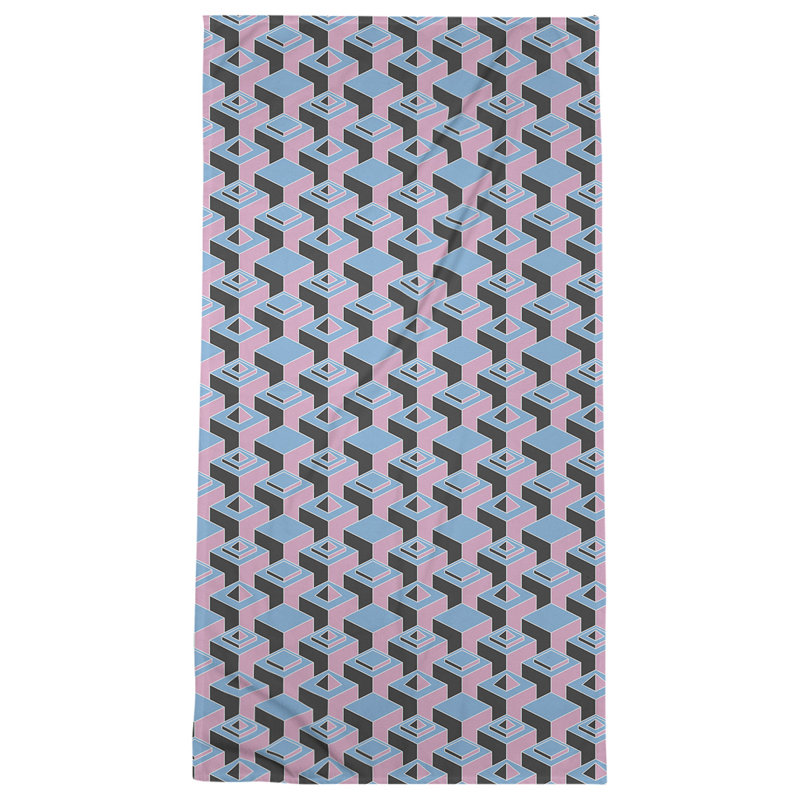 Jordao Bath Towel, Teal/Pink/Black