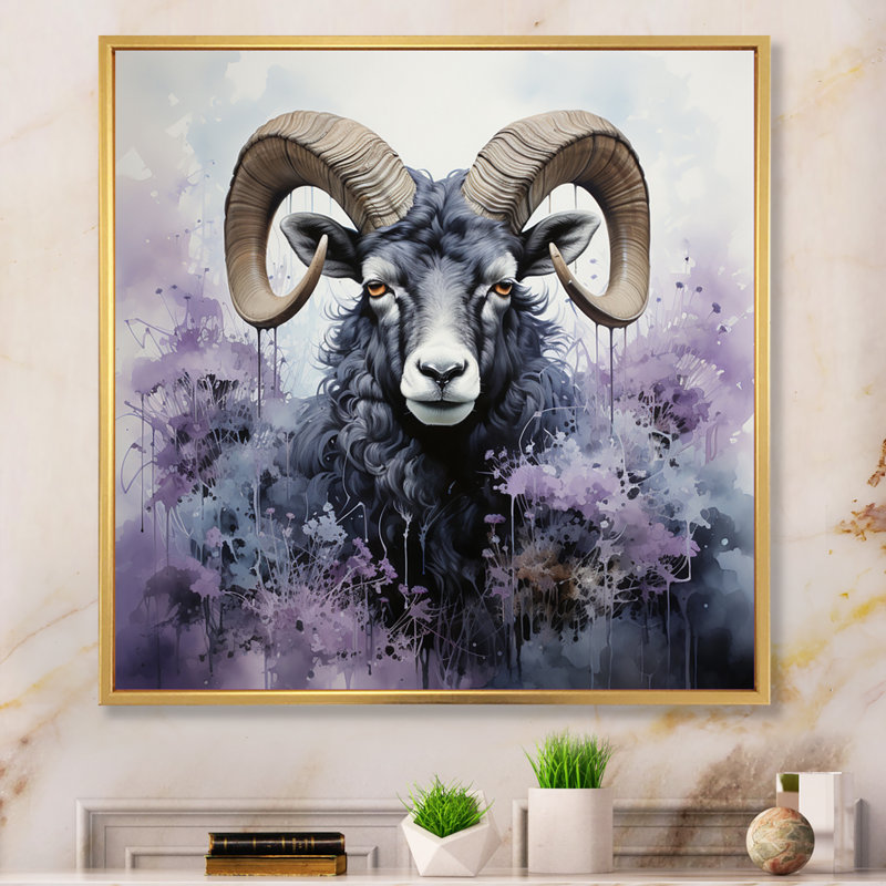 " Purple Sheep Enigmatic Ewes ", Gold Floater Framed, 24" H x 24" W x 1" D