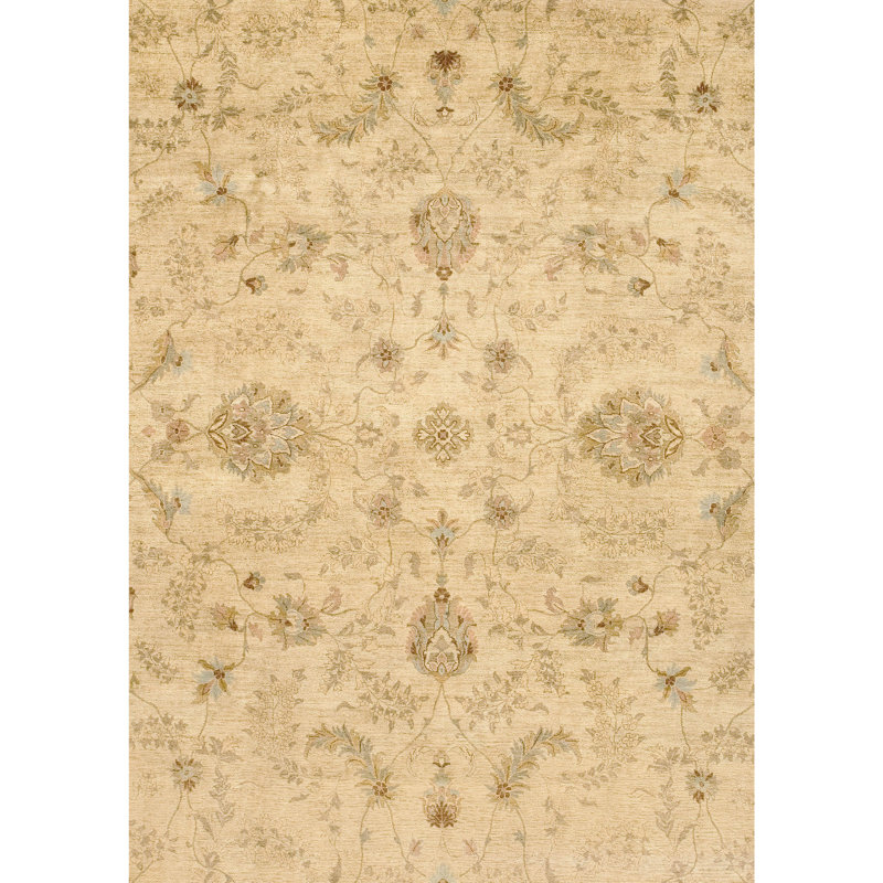 Wool Oriental Area Rug in Beige/Brown, Rectangle 12' x 18'