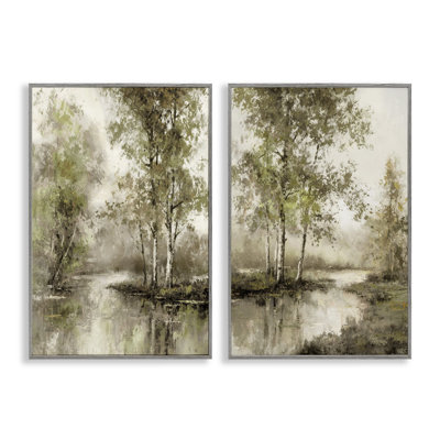 Idyllic Spring Forest 2pc Framed Giclee Set, design by T.C. Chiu