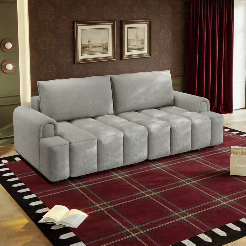 Canapé 90,2 po à 4 places avec rangement en tissu et canapé convertible 3 en 1 90,2 po, Gris clair