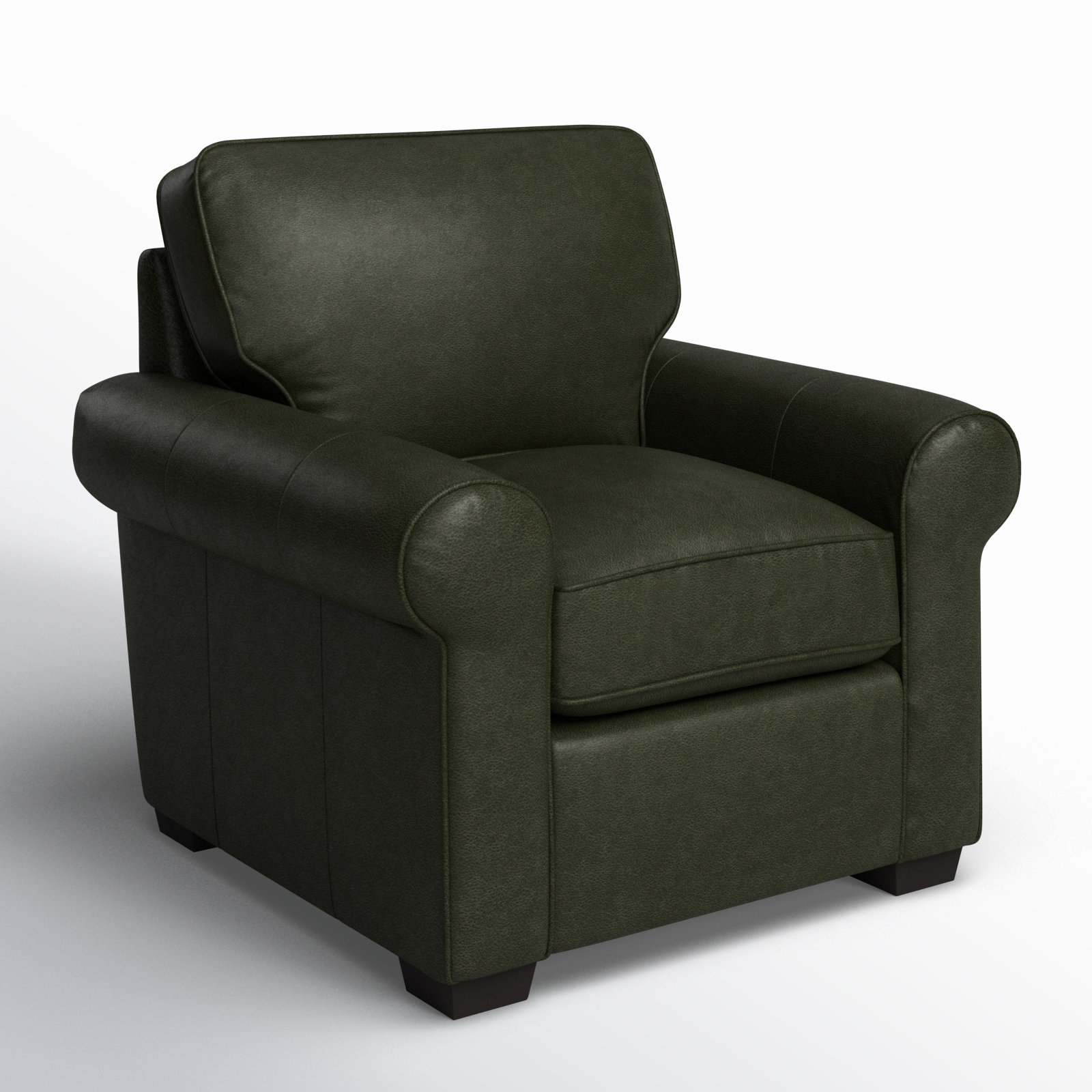Porter Upholstered Armchair, Cordoba Army Green Top Grain Leather