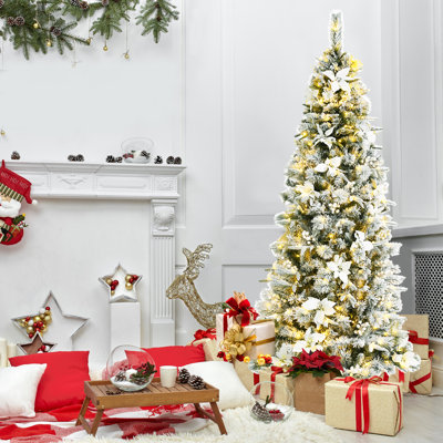 Arbre de Noël effilé artificiel blanc effilé avec 250 lumières DEL