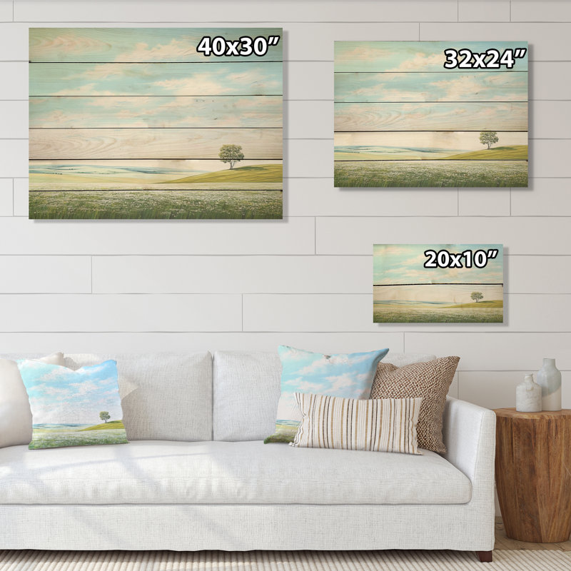 Prairie Country Charm Peacefulness - prairies, art sur bois de pin naturel, H 10 po x l 20 po
