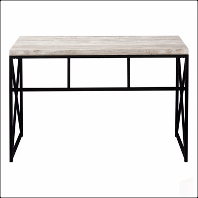 Bureau d'ordinateur élégant et fonctionnel en stratifié beige pour le bureau à domicile, parfait pour les petits espaces et l'esthétique moderne