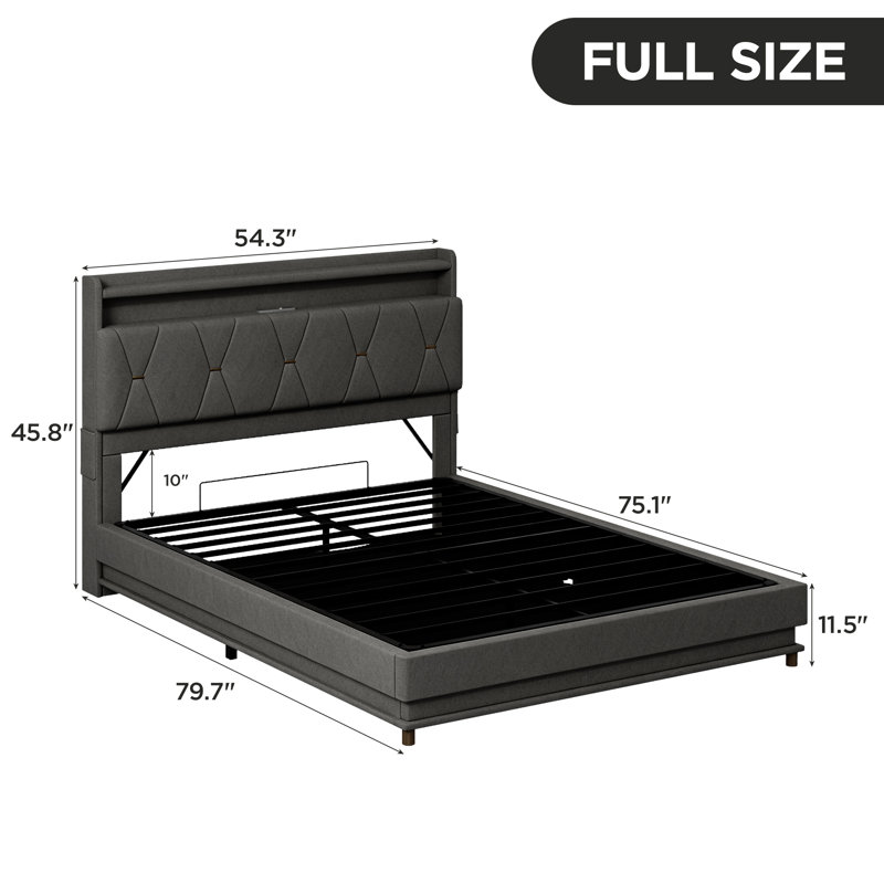 Base de lit avec rangement Lift Up, Lit double, Gris