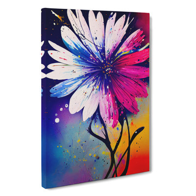 Paint Splat Flower No.5 Abstract - Wrapped Canvas