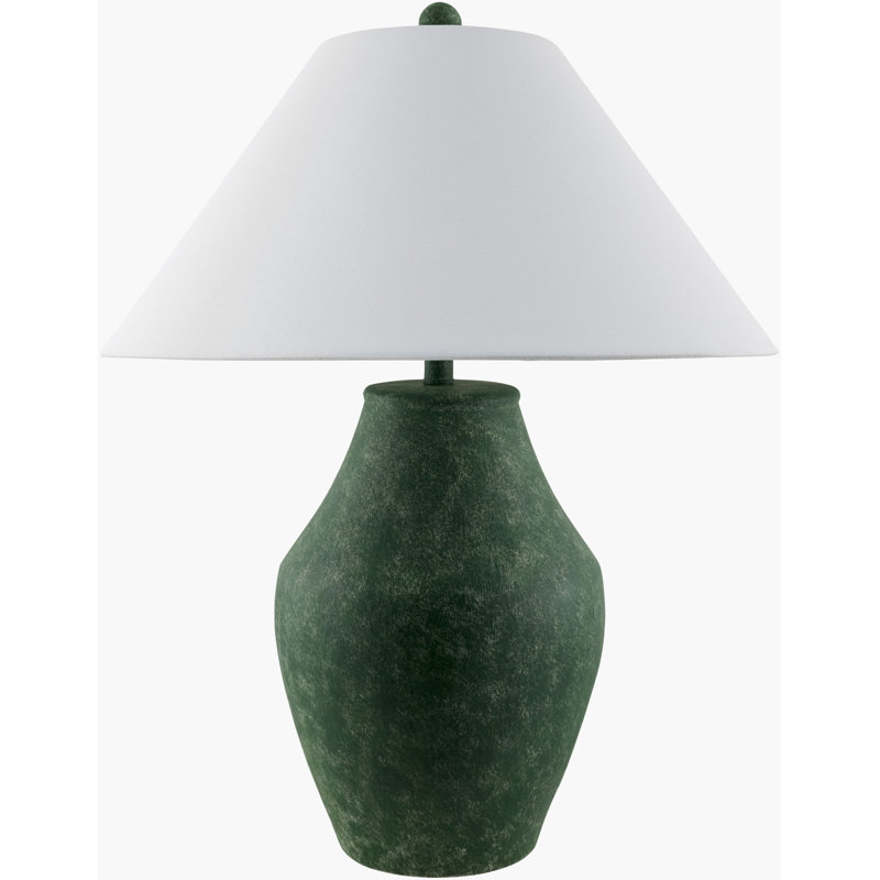 Lampe de table en céramique Hillsville, Vert, Blanc