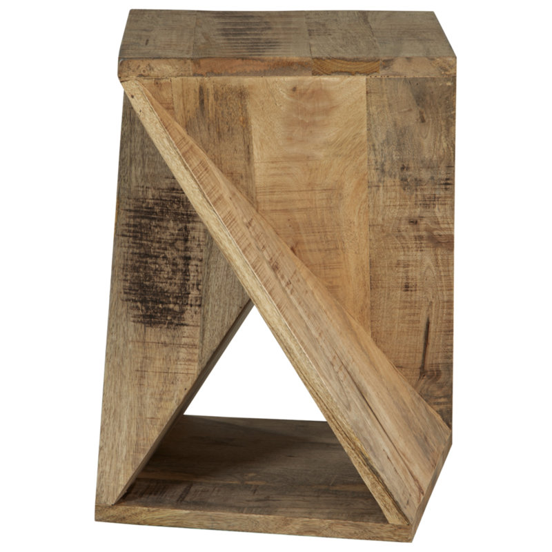 Edu Solid Wood End Table, Brown