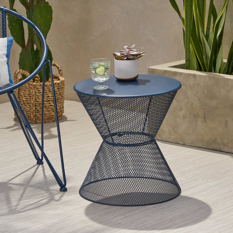 Table d'appoint - Conception en fer résilient, Accent bleu marine, l 18,27 po x P 17,88 po, H 5,7 lb, convient aux articles de détente en week-end, indice, profondeur, hauteur, parfait pour les boissons fraîches et les livres
