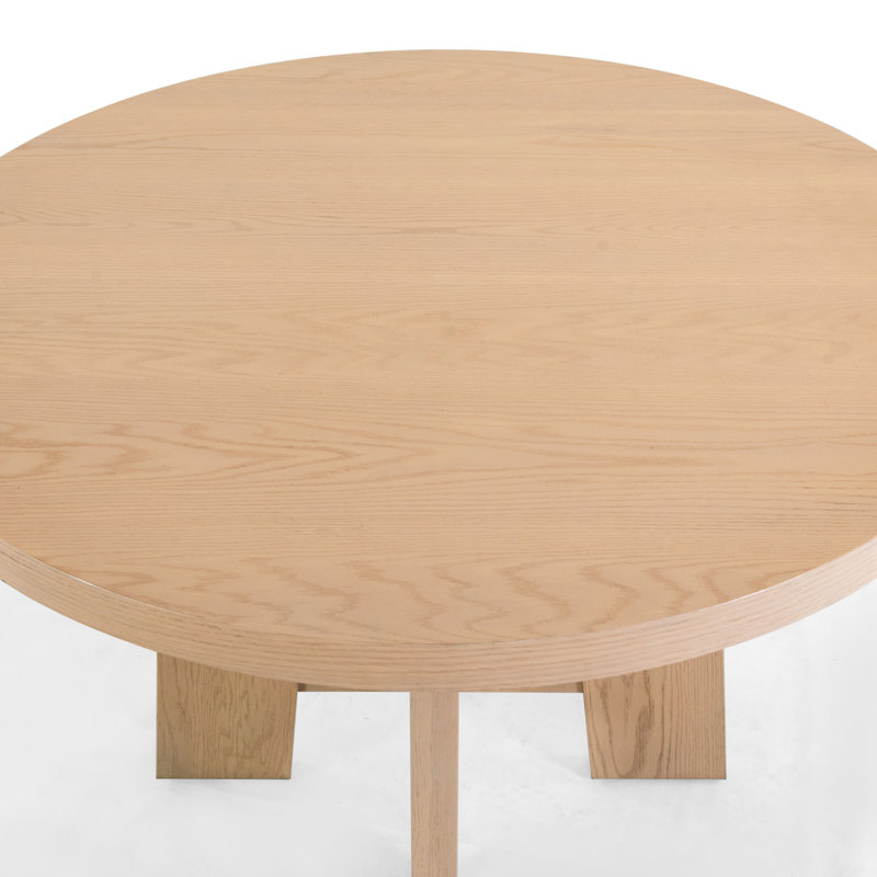 Beverley Round Wood 47 Inch Dining Table, Oak