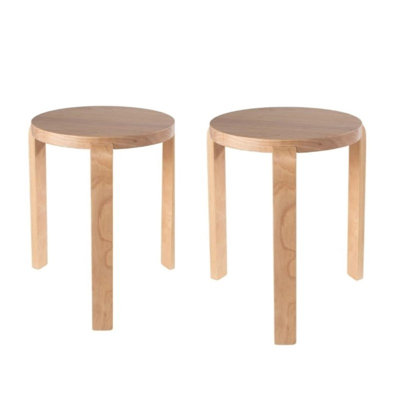  Backless Stacking Stools (Set of 2) in Blonde Oak