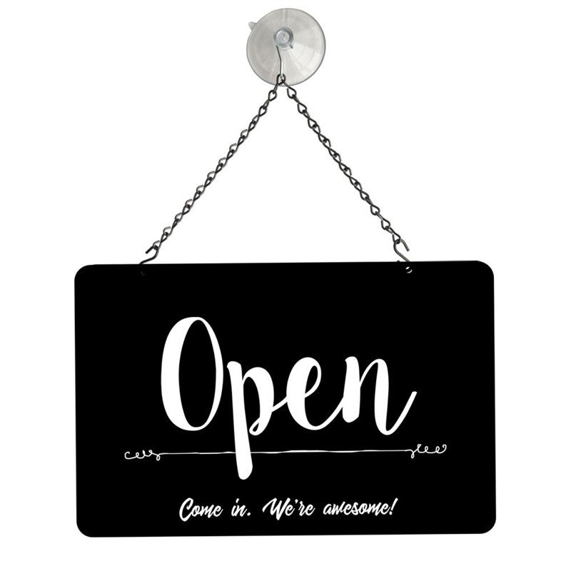 2 Sided Metal Sign Kit Open/Close, Black