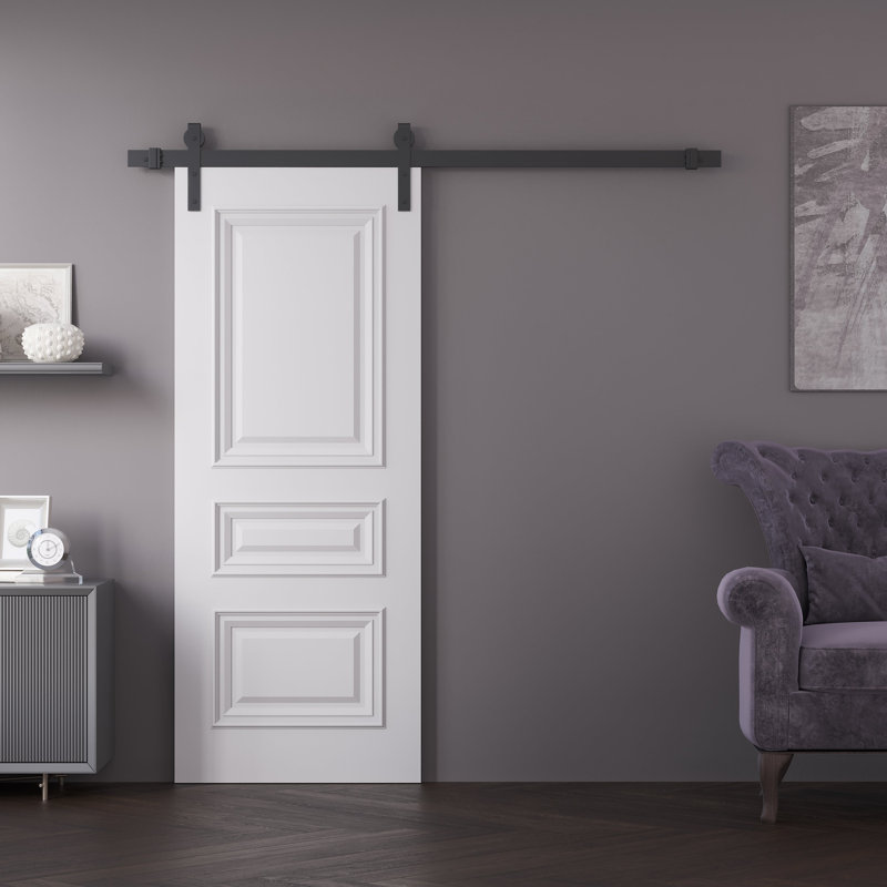 Porte de grange | Émail blanc IM33 1833 | Ensemble de quincaillerie lourde pour rails | Portes intérieures solides