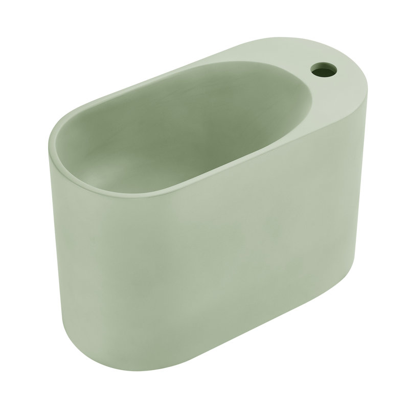 Terre 17.5" Right Side Faucet Wall-Mount Bathroom Sink, Green, Green