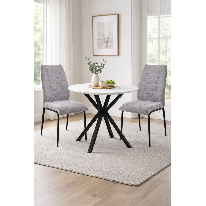 50cm H Polyester Blend Upholstered Metal Side Chair, Grey