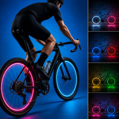 Lumières DEL RVB à changement de couleur pour roues de vélo, alimentées par piles (lot de 2)