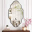 Miroir mural ovale avec cadre en aluminium, verre trempé HD, décor mosaïque, suspension verticale / horizontale, résistant aux chocs pour meuble-lavabo, salon et entrée-783339888-783339885