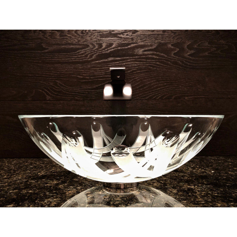 Lavabo de salle de bain vasque circulaire fait à la main en verre transparent