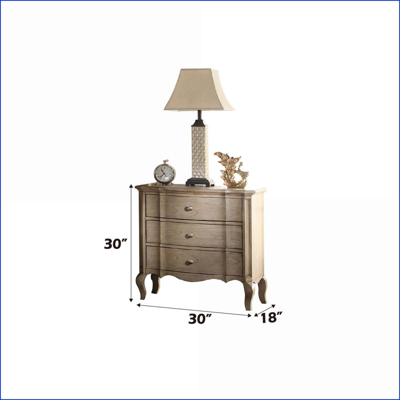 Table de chevet 3 tiroirs Chelmsford, Beige