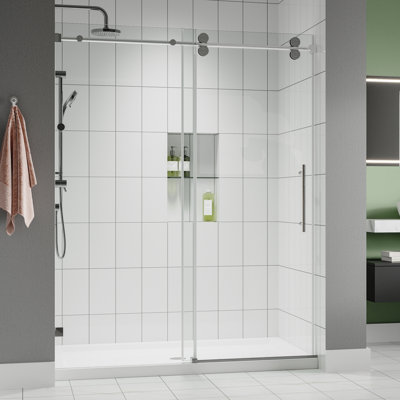 Radiance 56"-60"W x 66'' H Single Sliding Frameless Shower Door with 3/8" Clear Glass