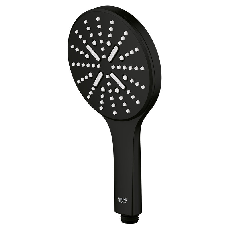 GROHE Rainshower 3-Setting Handheld Shower Head, Rain Jet Settings, 1.75 GPM, Matte Black