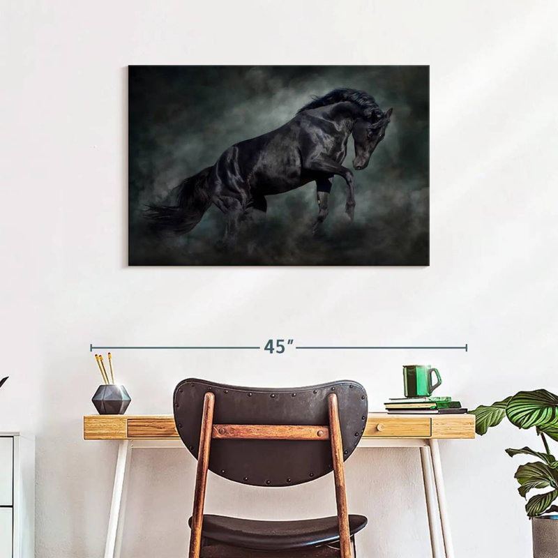 Brampt Prancing Black Horse, 24" H x 36" W