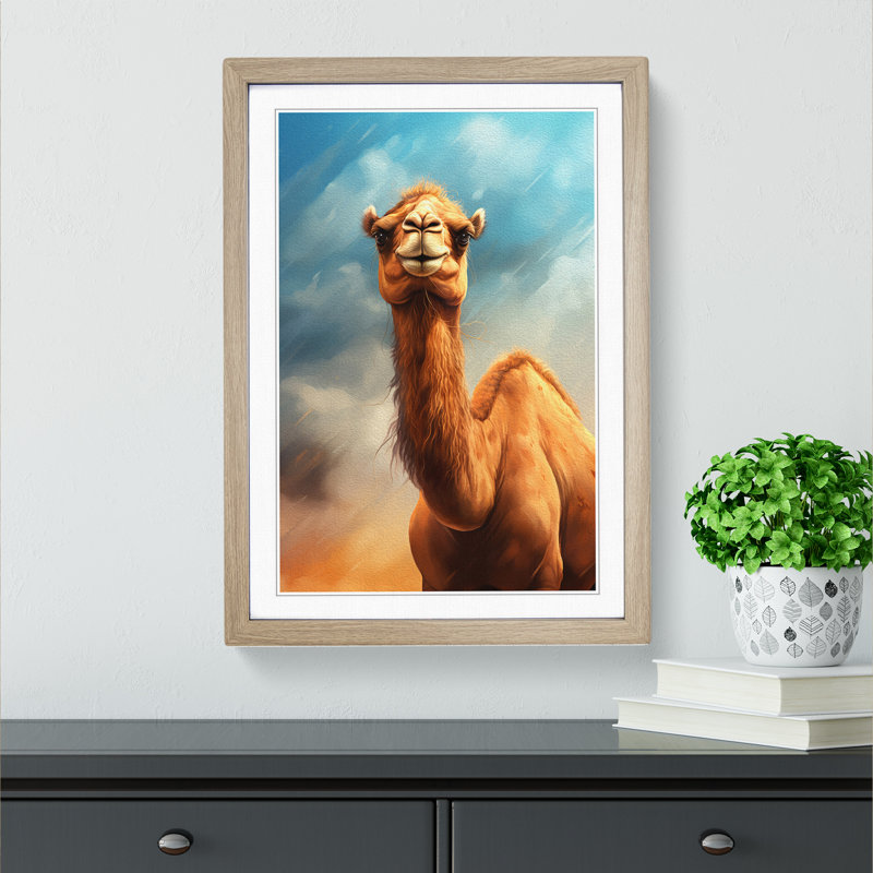 Camel Digital - Single Picture Frame Print on Wood, 64cm H x 46cm W x 2cm D, Oak Framed