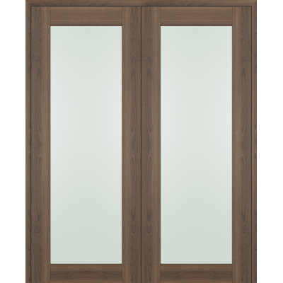 Porte française standard préfinie en bois manufacturé et verre givré Avon 207