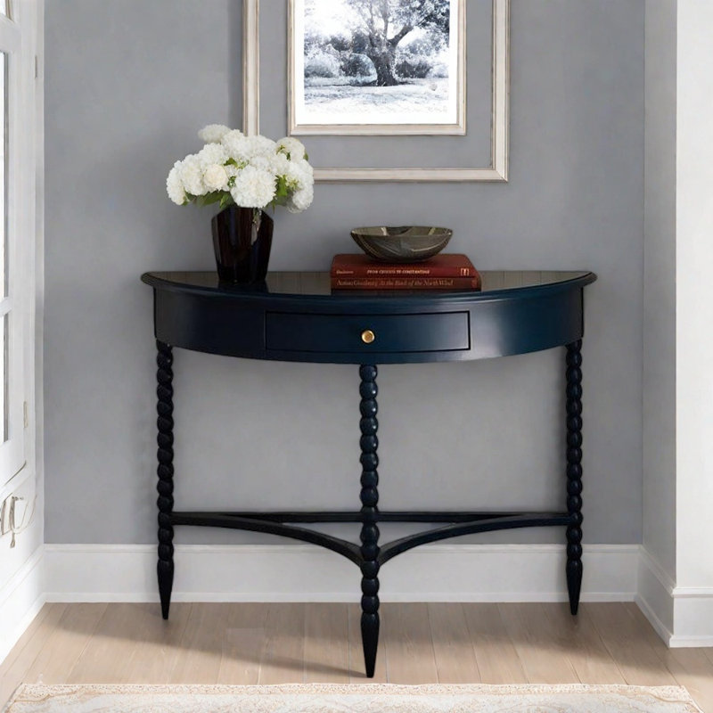 French Vintage Solid Wood Black Console Table
