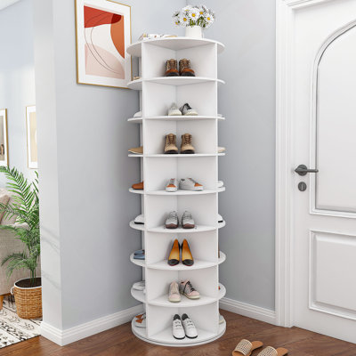 Étagère à chaussures rotative, organisateur de rangement rotatif à 8 niveaux, support à chaussures pivotant sur 360 ° et autoportant, peut contenir 32 paires de chaussures (8 niveaux, blanc)
