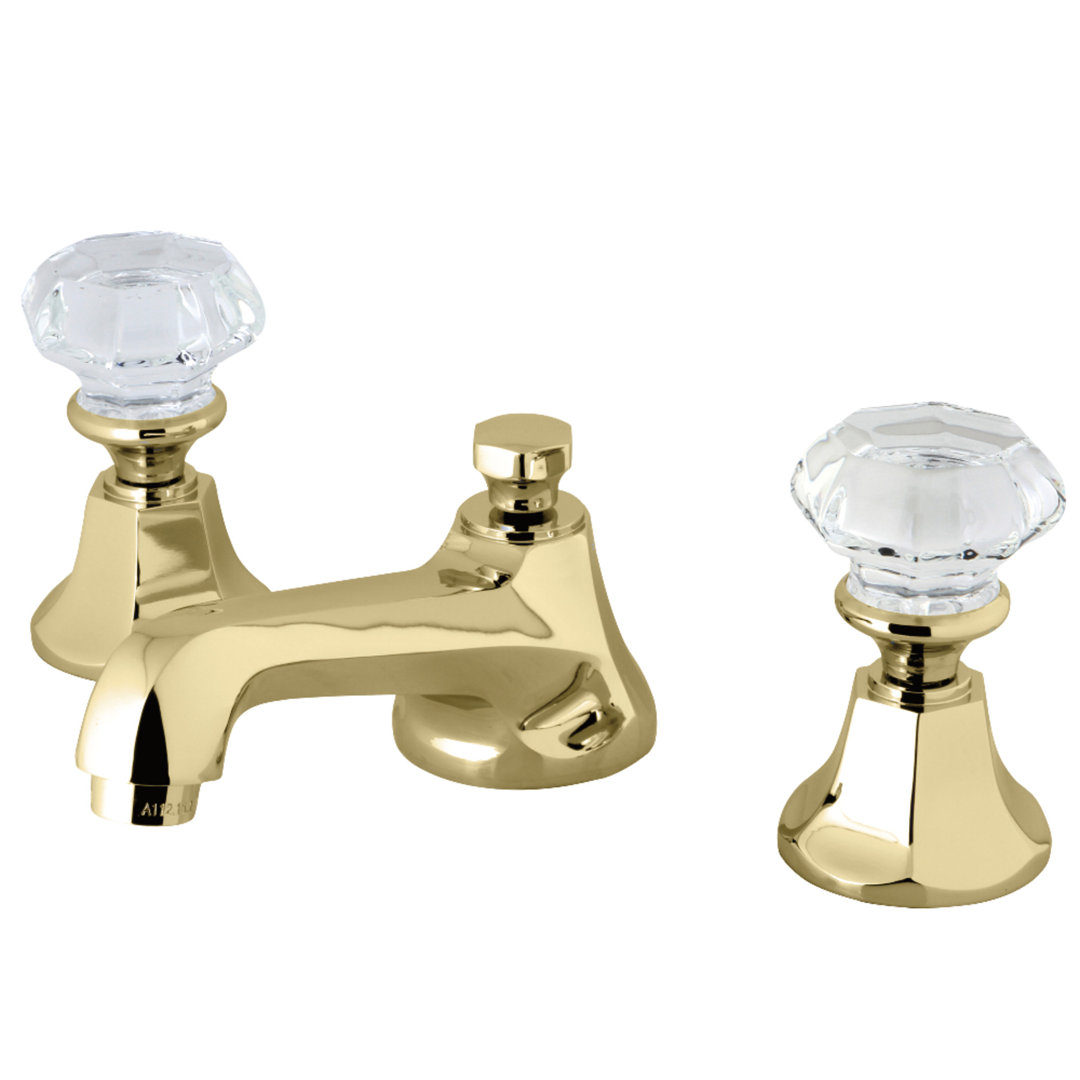 Kingston Brass Celebrity Two-Handle 3-Hole Deck Mount Widespread Bathroom Faucet with Brass Pop-Up Drain Kingston Brass
