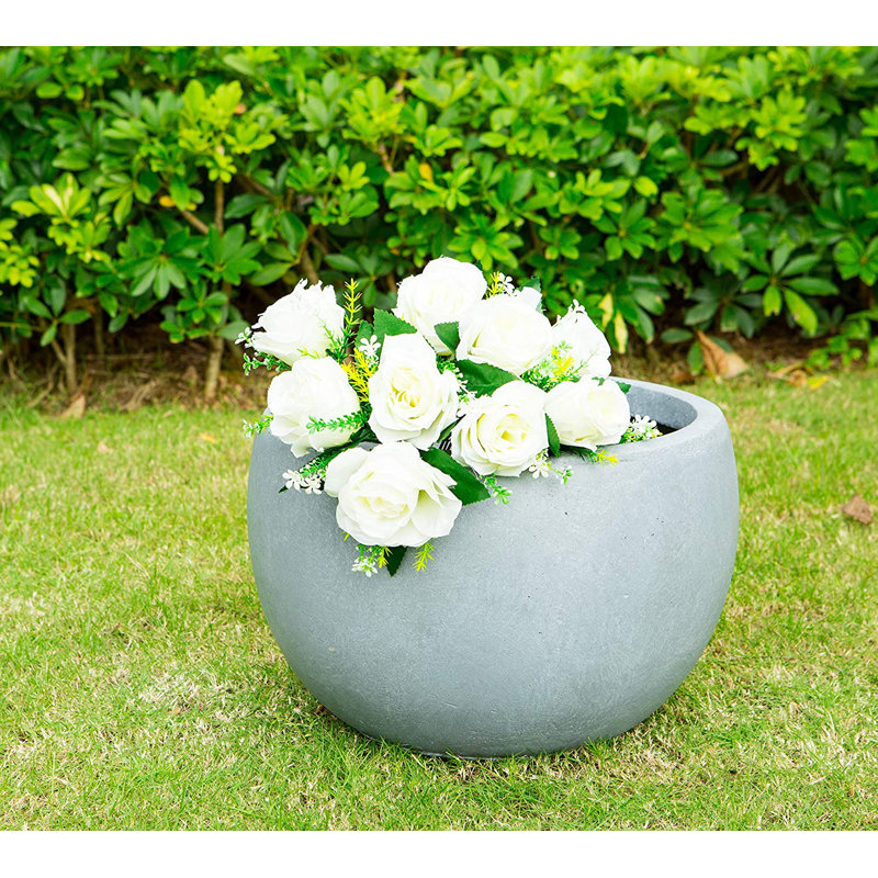 Gagnon Handmade Pot Planter, 10" H x 16" W x 16" D, Gray